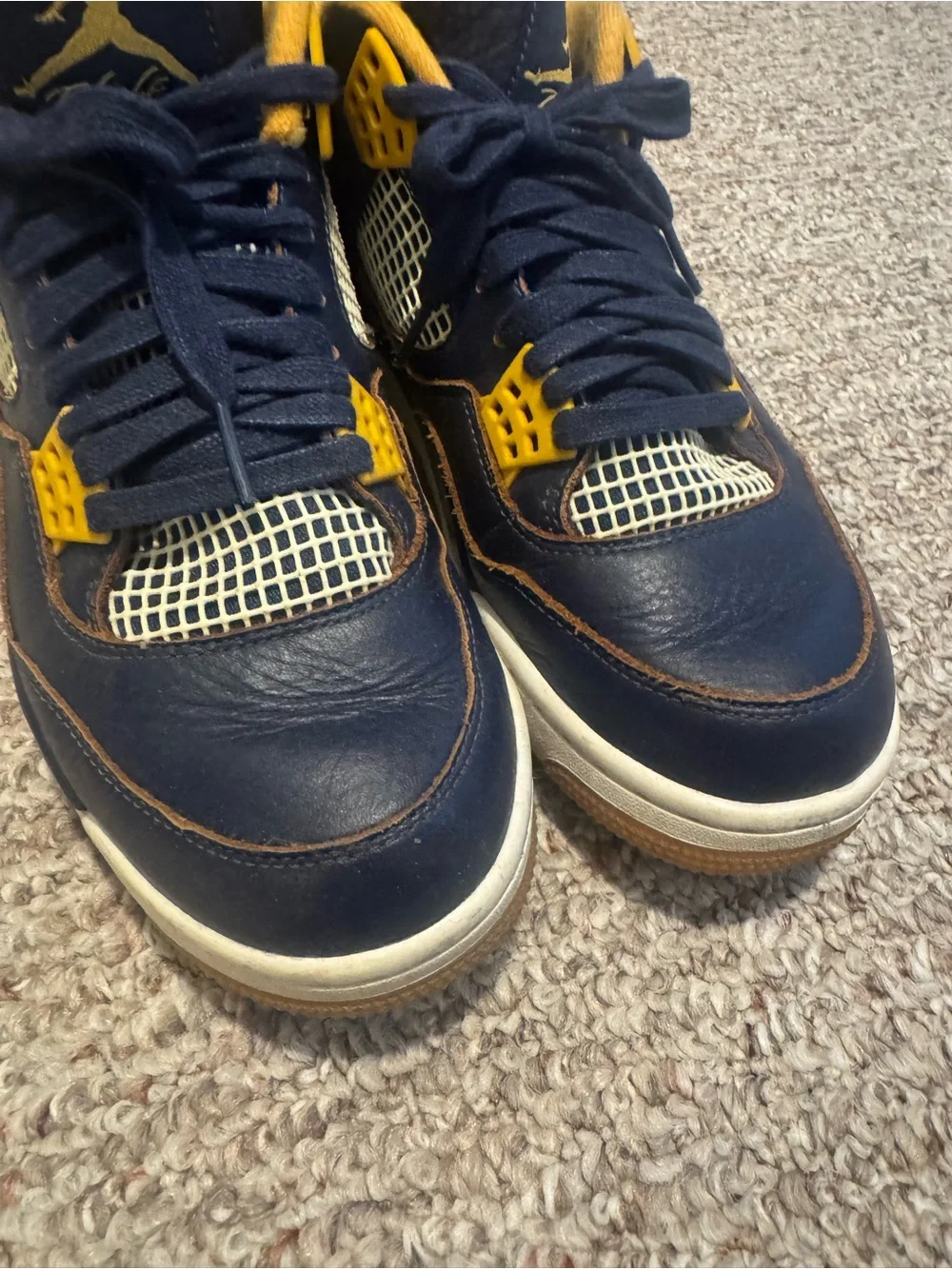Jordan Men’s Navy and Yellow High-Top Sneakers